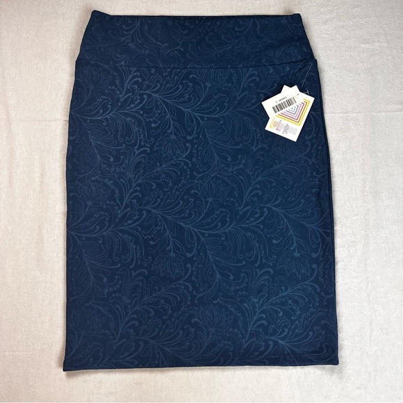 NEW LuLaRoe Cassie Skirt Large Textured Azure Blue Knee Length Unlined Pull On - Picture 1 of 6
